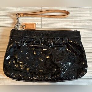 Coach Black Patent Leather Wristlet